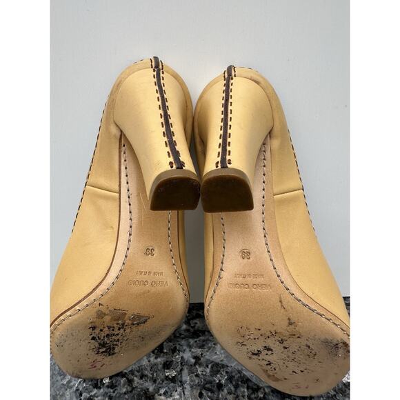 GIUSEPPE ZANOTTI Beige Patent Leather Open Toe Heel Pump Sz 39 - Picture 11 of 12